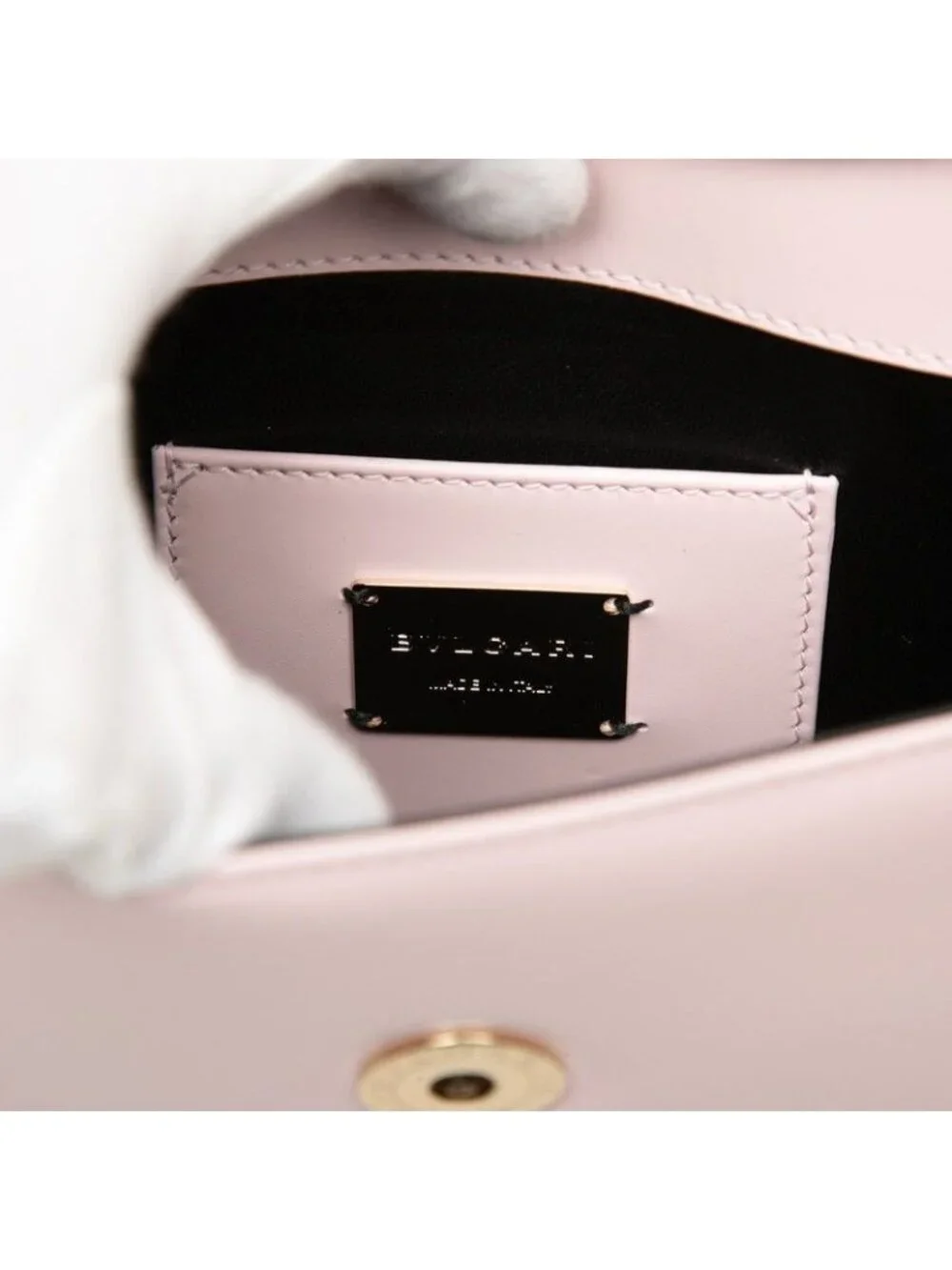 Bvlgari Serpenti Forever Bijou Crossbody Chain Shoulder Bag Pink Black Leather